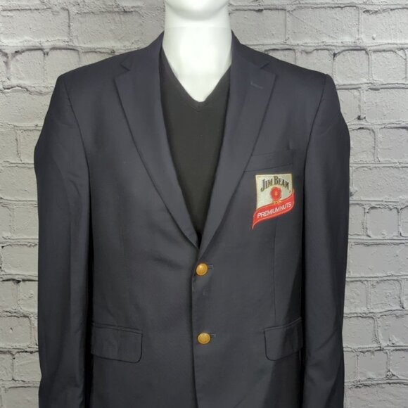 Jim Beam "Premium Nuts" JoS A Bank Wool Navy Blazer, Men's 42 - Picture 1 of 12